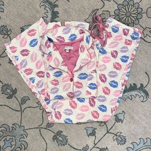 PJ Salvage Valentines Day Lip Print Pajama Set - Pink Purple